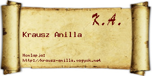 Krausz Anilla névjegykártya